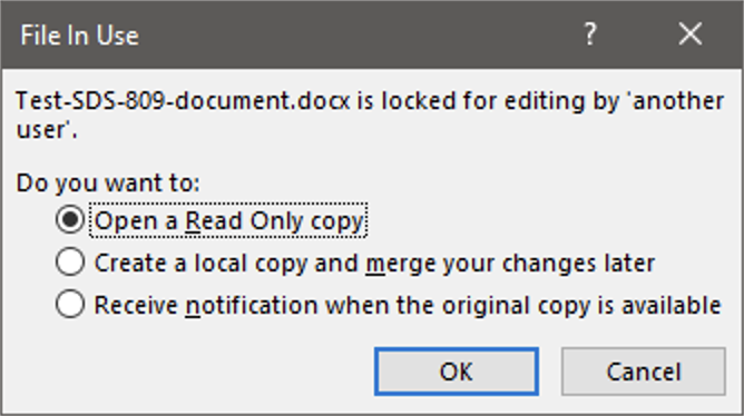 File in Use Microsoft Word (Windows)